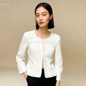 Cleo petites white lace blazer/spring jacket size 10